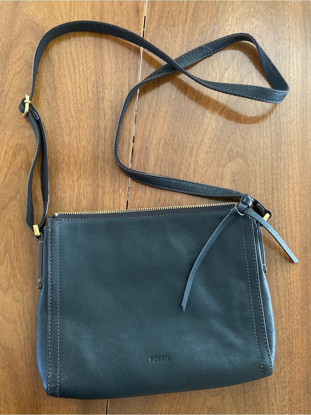Fossil Black Leather Adjustable Crossbody